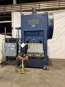 160 Ton, Minster #50-6-1/2-54, straight side double crank press, 10" stroke, 20" Shut Height, 3" adj, 100