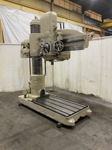5' -15" Carlton #3A, radial arm drill, 65" x42" base, power elevation/clamping/head traverse