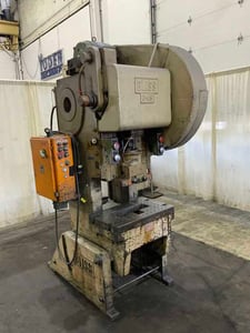45 Ton, Bliss #C45, OBI flywheel press, 3" stroke, 12-1/4" Shut Height, 3" slide adjustment, air clutch, 5 HP