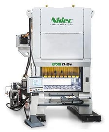 80 Ton, Kyori #VX-80W, straight side double crank, 2.9" stroke, 14.9" Shut Height, 3.15" adj., 650 SPM, 47.2"