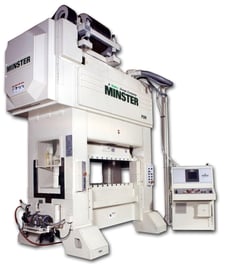 180 Ton, Minster #P2H-160-6333-FW, SSSC press, 1.9" stroke, 17.72" Shut Height, 3.94" adj., 350 SPM, 33.5"