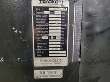 190 Ton, Toyokoki #HYB-17540, CNC hydraulic press brake, 13.1'OA, 139.87" between housing, 7.87"stroke