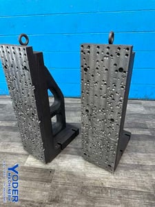 10" x 32" x 16" Heavy duty drilled & tapped angle plates, removable front face, 1 set