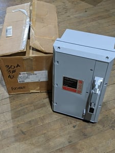 30 Amp. Cutler-Hammer, DH361FCK, Fusible Disconnect Switch, 3 Pole, 600 V, Non-Metallic Enclosure