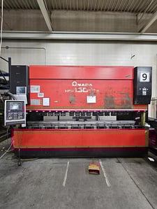 143 Ton, Amada #HFE-130-4S, CNC press brake, 13' overall, 148" between housing, 8" stroke, 16.48" throat