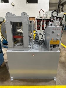 100 Ton, Modern #1A-100, hydraulic hobbing press, 4" post upstroke, 6" stroke, 12" DL, 8" x16" platens, #28200