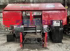 51" x 51" Amada #H-1300, horizontal band saw, 39' x 3" blade, shuttle table, 46-174 FPM, 1991