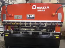88 Ton, Amada #RG-80, CNC press brake, 8' overall, 79.2" between housing, 3.93" stroke, 3-Axis, NC9-EXII, 1997