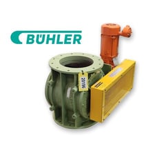 12" Buhler-Miag #USP-110, rotary airlock, 1.5 HP, 19.25" outside dimension round flange, 17" bolt circle