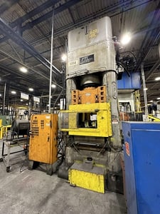 500 Ton, HPM, tie-rod frame hydraulic forging press, 24" stroke, 30" DL, PTI rebuilt 1995