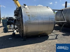 2500 gallon Alloy Fabricators Kettle, 304 Stainless Steel, 5/100 psi, 96" diameter x 84" straight side, dish