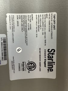 30 Amps, Starline, tap off 208Y/120