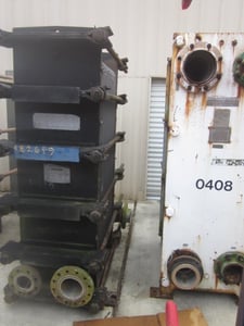 1611 sq.ft., Tranter, UX-416-SP-199, tempered water cooler, 225 psi, Carbon Steel frame, 304 Stainless Steel