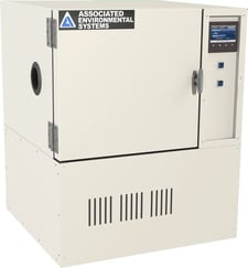 14" width x 13" D x 13" H Associated #LH-1.5, temperature humidity test chamber, 5°C to 94°C, 120 V.