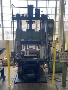50 Ton, Savage, hydraulic press, 4-post, downstroke, 15" stroke, 32" daylight, 30" x33" bed, #29354