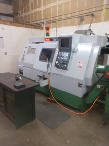 Mazak #SQT-18MS, CNC Lathe, 20.9" sw, 2.1" bar, 34.25" cc, Live Tooling, Sub Spindle, Under Power, 1997