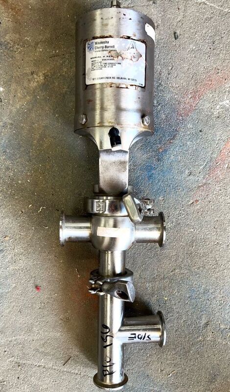 4" Waukesha Cherry Burrell #WVALVE00023, Stainless Steel sanitary valve w/ actuator