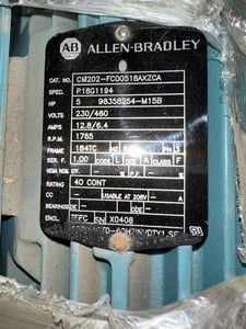 5 HP 1765 RPM Allen-Bradley, Frame 184TC, 230/460 Volts, Squirrel Cage, refurbished