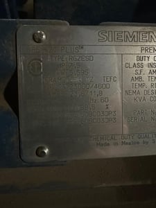 7.5 HP 875 RPM Siemens, Frame 284TZ, 230/460 Volts, Squirrel Cage, electrically OK