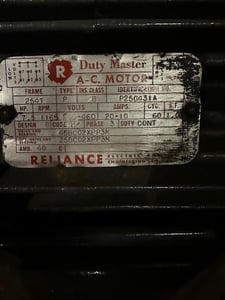 7.5 HP 1165 RPM Reliance, Frame 254T, 460 Volts, Squirrel Cage, refurbished