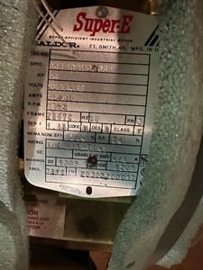 15 HP 1765 RPM Baldor, Frame 254TC, 230/460 Volts, Squirrel Cage, refurbished