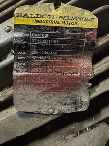 20 HP 3450 RPM Baldor, Fr. 256TC, 208-230/460 Volts, Squirrel Cage, EOK