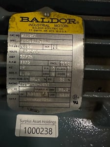 20 HP 1175 RPM Baldor, Fr. 286T, 230/460 Volts, Squirrel Cage, Refurb