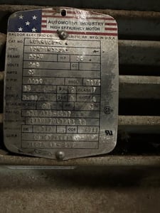20 HP 1160 RPM Baldor, Fr. 326U, 460 Volts, Squirrel Cage, EOK