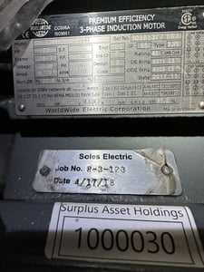 25 HP 1775 RPM Worldwide Electric, Fr. 284T, 230/460 Volts, Induction Motor, Refurb