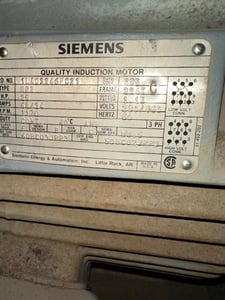 25 HP 1170 RPM Siemens, Fr. 324TS, 230/460 Volts, Squirrel Cage, EOK
