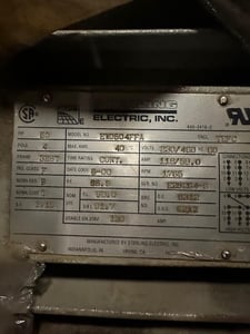 50 HP 1755 RPM Sterling Electric, Frame 325T, 230/460 Volts, Squirrel Cage, Refurb