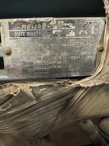 60 HP 1770 RPM Reliance, Frame 326TP, 460 Volts, Squirrel Cage, Refurb