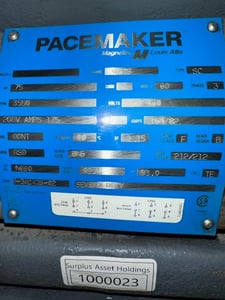 75 HP 3550 RPM Magnetek, Fr. 365TS, 208 Volts, Squirrel Cage, EOK
