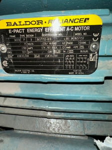 75 HP 1780 RPM Baldor, Frame 365TD, 230/460 Volts, squirrel cage, refurb.