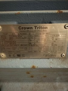 75 HP 1780 RPM Hyundai, Fr. 365T, 230/460 Volts, Squirrel Cage, EOK