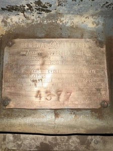 100 HP 1775 RPM GE, Fr. 445T, 220/440 Volts, Squirrel Cage, EOK