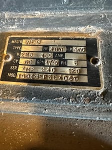100 HP 1725 RPM WEG, Fr. 405T, 230/460 Volts, Squirrel Cage, EOK
