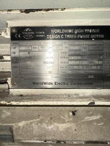 125 HP 1760 RPM Worldwide Electric, Fr. 466T, 230/460 Volts, Squirrel Cage, EOK