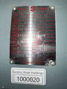 200 HP 890 RPM Reliance, Fr. 16EC5008Y, 2300 Volts, Squirrel Cage, Refurb