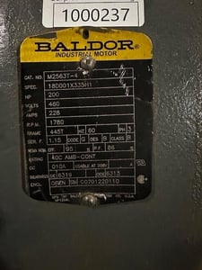 200 HP 1780 RPM Baldor, Fr. 445T, 460 Volts, Squirrel Cage, Refurb