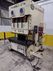 160 Ton, Sutherland #FTP-160, Gap Press, 7.87" stroke, 3.93" slide adj, 30-50 SPM, 20 HP, 2000, FTP-160