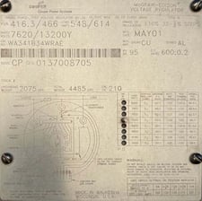 416.3/466 KVA, 7620/13200Y, COOPER, VR-32 SINGLE PHASE STEP VOLTAGE REGULATOR