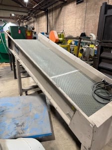 35" wide x 9' long, Rubber belt slider bed conveyor, 53" drop height, 1.5 HP, 460 V.