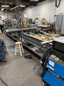 36" x 216" Cincinnati #26R Hydra Shift lathe, 4-jaw 25" chuck, 2-1/4" spindle hole, 2 steady rests, 1974