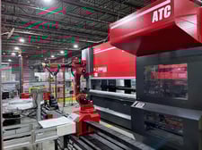 100 Ton, Amada #HG1003ARS, press brake, 10' overall, 106.3" between housing, 9.8" stroke, 17.7" throat, 23.5"