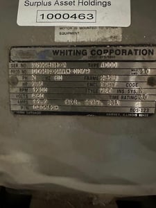 10 HP 875 RPM Toshiba, Frame 284T, 230/460 Volts, Induction Motor, Refurb