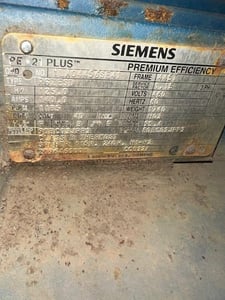 125 HP 1185 RPM Siemens, Frame 445T, 460 Volts, Squirrel Cage, electrically OK