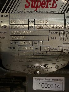 15 HP 1765 RPM Baldor, Frame 254TZ, 230/460 Volts, Squirrel Cage, electrically OK