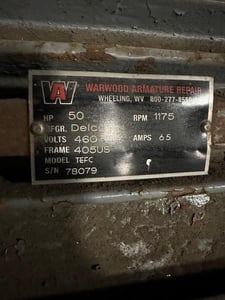 50 HP 1175 RPM Delco, Frame 405US, 460 Volts, Squirrel Cage, electrically OK