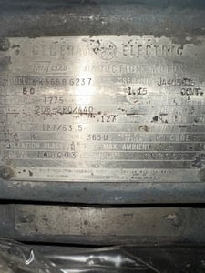 50 HP 1775 RPM General Electric, Frame 365, 208-220/440 Volts, Squirrel Cage, Refurb